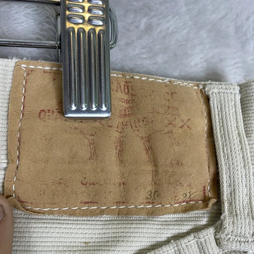 1960s Levis Big E 911B Beige Pique Corduroy Cotton Cut Off Jean Shorts 33x10